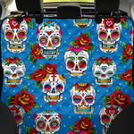 Rose Sugar Skull Pattern Print Pet Car Back Seat Cover