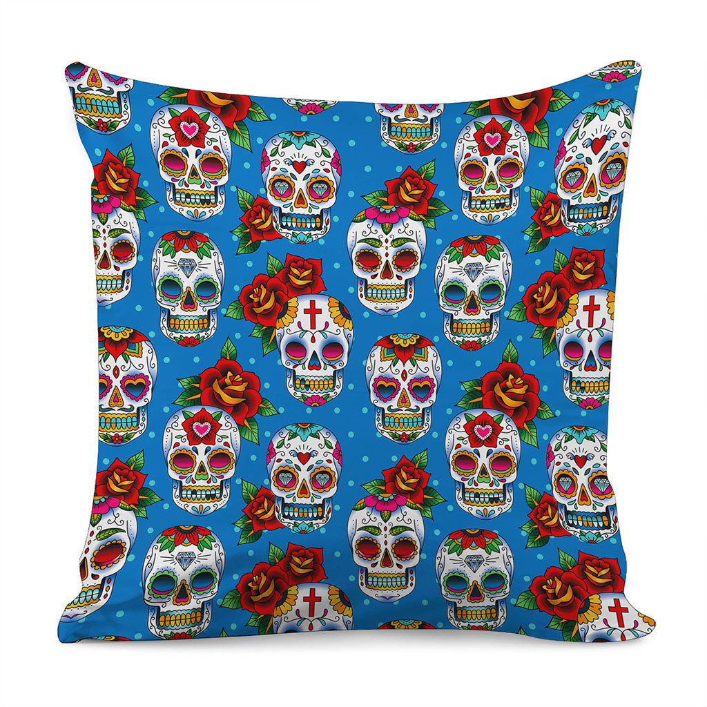 Rose Sugar Skull Pattern Print Pillow Cover