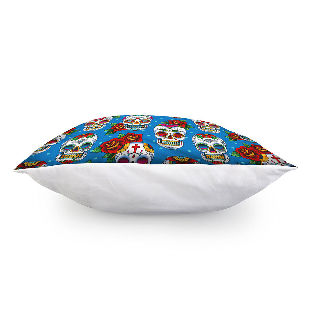 Rose Sugar Skull Pattern Print Pillow Cover