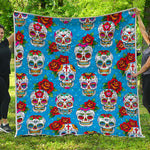Rose Sugar Skull Pattern Print Quilt