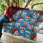 Rose Sugar Skull Pattern Print Quilt