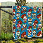 Rose Sugar Skull Pattern Print Quilt