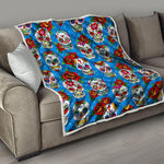 Rose Sugar Skull Pattern Print Quilt