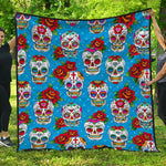 Rose Sugar Skull Pattern Print Quilt