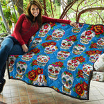 Rose Sugar Skull Pattern Print Quilt