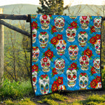 Rose Sugar Skull Pattern Print Quilt