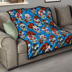 Rose Sugar Skull Pattern Print Quilt
