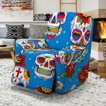 Rose Sugar Skull Pattern Print Recliner Slipcover