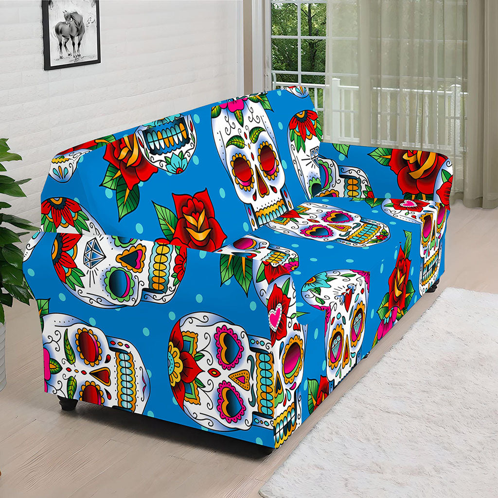 Rose Sugar Skull Pattern Print Sofa Cover