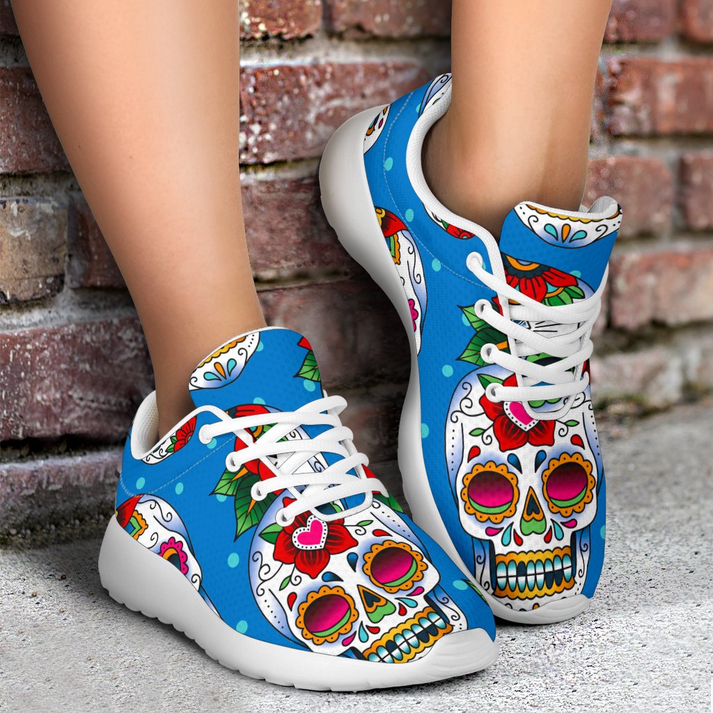 Rose Sugar Skull Pattern Print Sport Shoes GearFrost