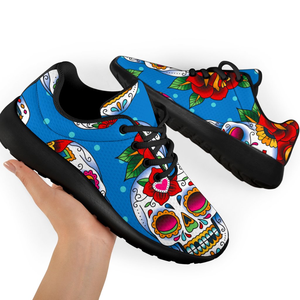 Rose Sugar Skull Pattern Print Sport Shoes GearFrost