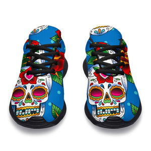 Rose Sugar Skull Pattern Print Sport Shoes GearFrost