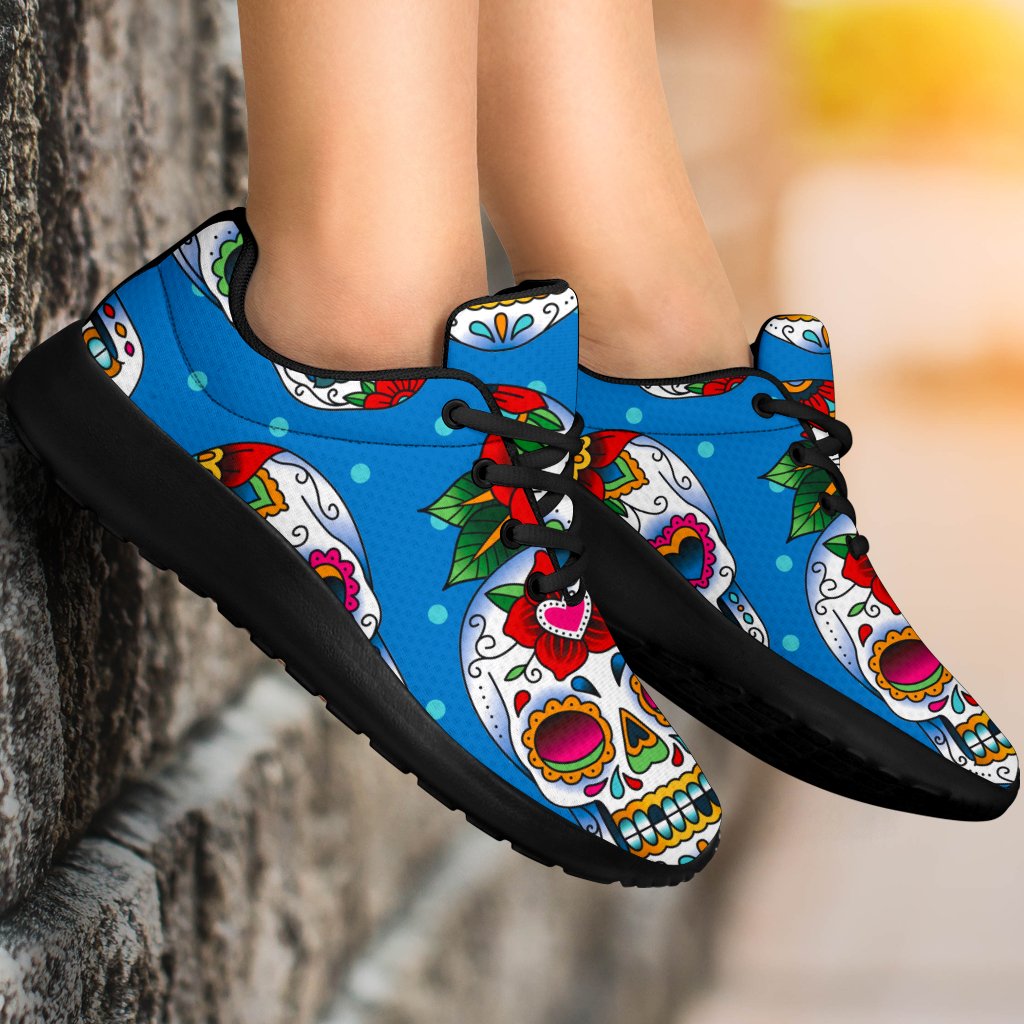 Rose Sugar Skull Pattern Print Sport Shoes GearFrost