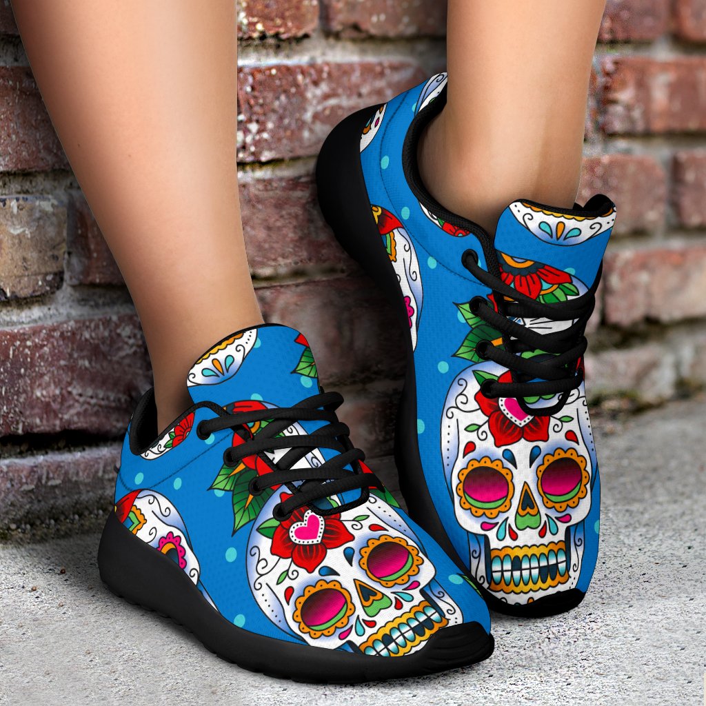 Rose Sugar Skull Pattern Print Sport Shoes GearFrost