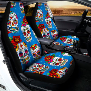 Rose Sugar Skull Pattern Print Universal Fit Car Seat Covers