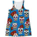 Rose Sugar Skull Pattern Print Women's Racerback Tank Top