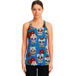 Rose Sugar Skull Pattern Print Women's Racerback Tank Top