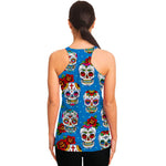 Rose Sugar Skull Pattern Print Women's Racerback Tank Top