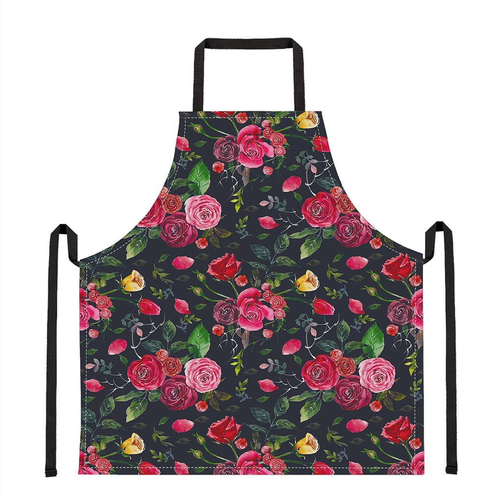 Roses Floral Flower Pattern Print Apron