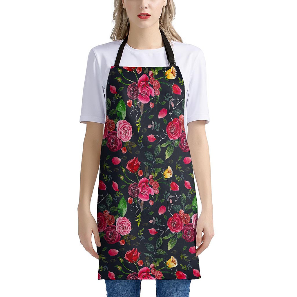 Roses Floral Flower Pattern Print Apron