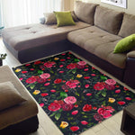 Roses Floral Flower Pattern Print Area Rug GearFrost