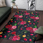 Roses Floral Flower Pattern Print Area Rug GearFrost