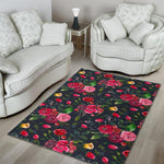 Roses Floral Flower Pattern Print Area Rug GearFrost