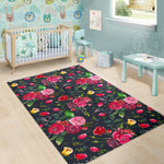 Roses Floral Flower Pattern Print Area Rug GearFrost