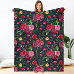 Roses Floral Flower Pattern Print Blanket