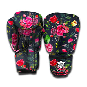 Roses Floral Flower Pattern Print Boxing Gloves