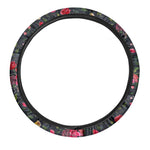 Roses Floral Flower Pattern Print Car Steering Wheel Cover