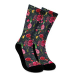 Roses Floral Flower Pattern Print Crew Socks