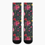 Roses Floral Flower Pattern Print Crew Socks