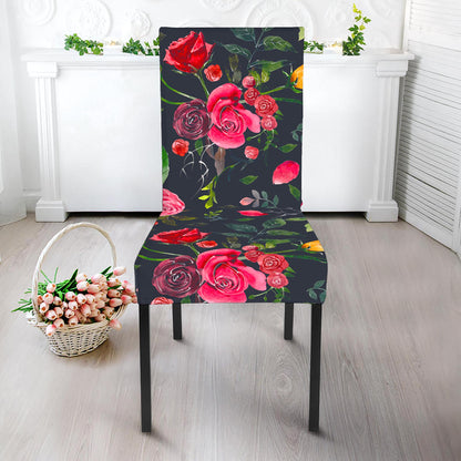 Roses Floral Flower Pattern Print Dining Chair Slipcover