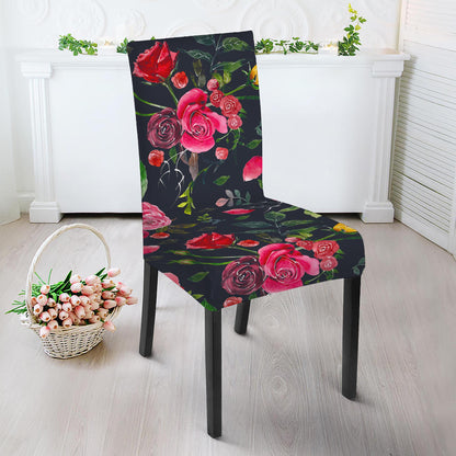 Roses Floral Flower Pattern Print Dining Chair Slipcover