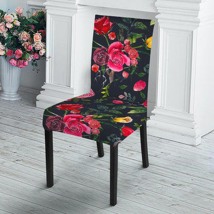 Roses Floral Flower Pattern Print Dining Chair Slipcover