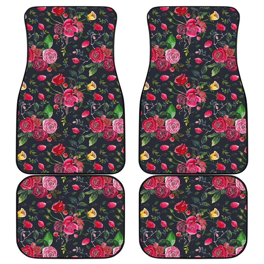 Roses Floral Flower Pattern Print Front and Back Car Floor Mats