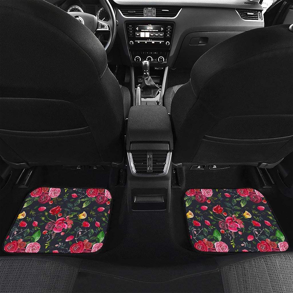 Roses Floral Flower Pattern Print Front and Back Car Floor Mats