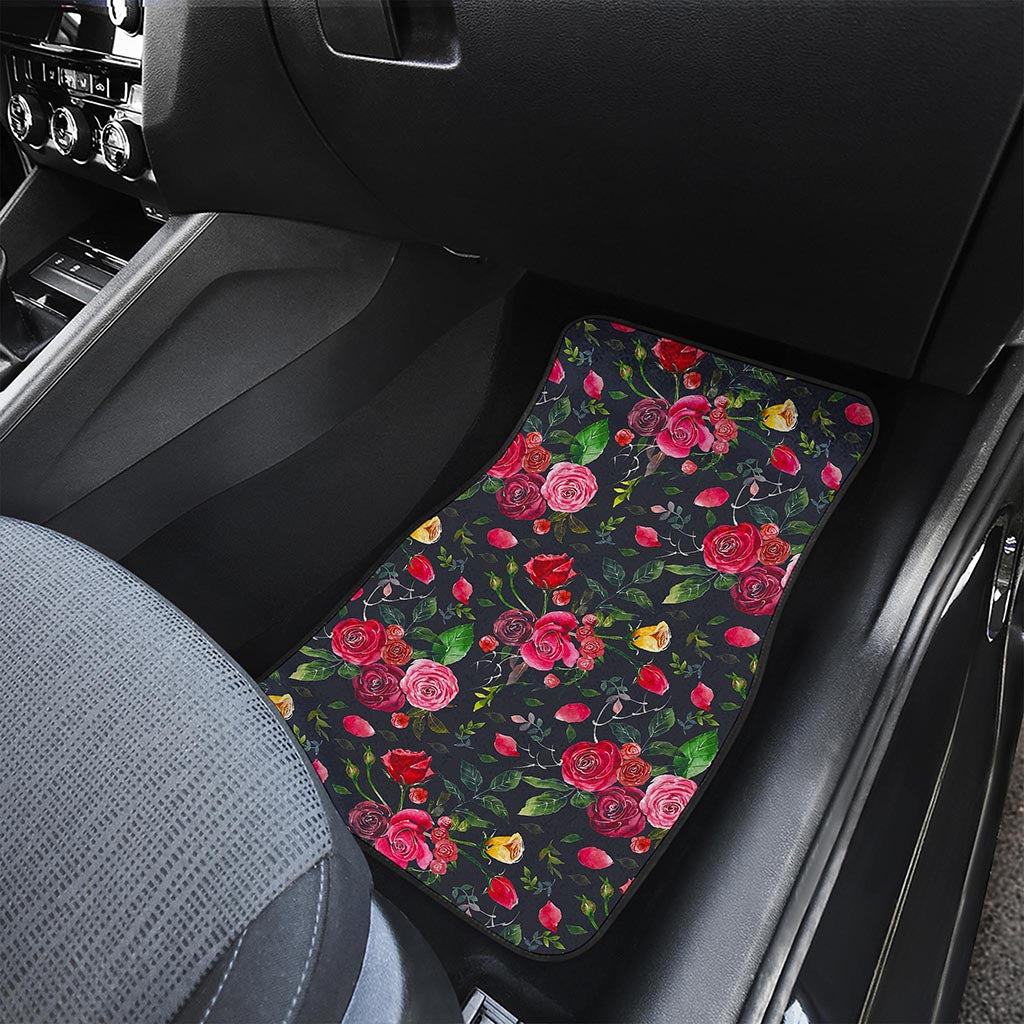 Roses Floral Flower Pattern Print Front and Back Car Floor Mats