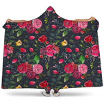 Roses Floral Flower Pattern Print Hooded Blanket