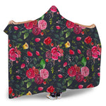 Roses Floral Flower Pattern Print Hooded Blanket