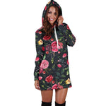Roses Floral Flower Pattern Print Hoodie Dress GearFrost
