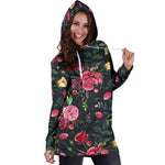 Roses Floral Flower Pattern Print Hoodie Dress GearFrost