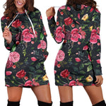 Roses Floral Flower Pattern Print Hoodie Dress GearFrost