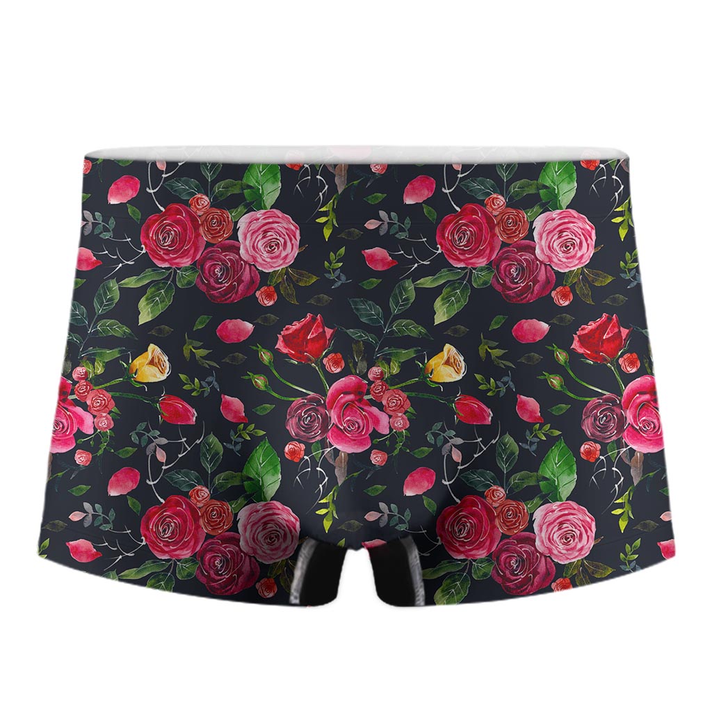 Roses Floral Flower Pattern Print Men's Boxer Briefs