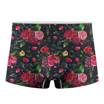 Roses Floral Flower Pattern Print Men's Boxer Briefs