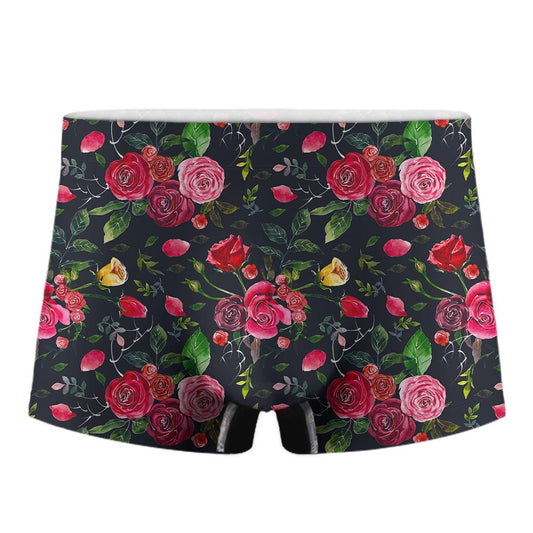 Roses Floral Flower Pattern Print Men's Boxer Briefs