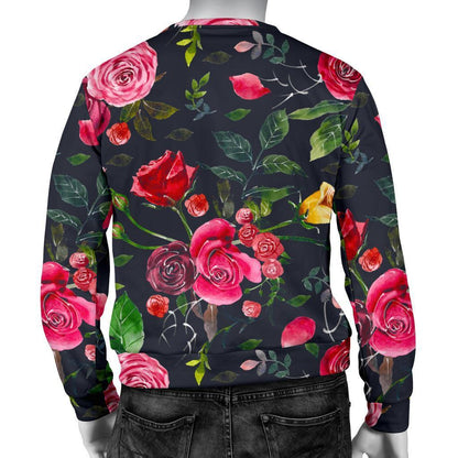 Roses Floral Flower Pattern Print Men's Crewneck Sweatshirt GearFrost