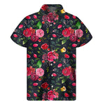Roses Floral Flower Pattern Print Men's Short Sleeve Shirt