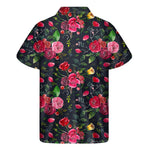 Roses Floral Flower Pattern Print Men's Short Sleeve Shirt
